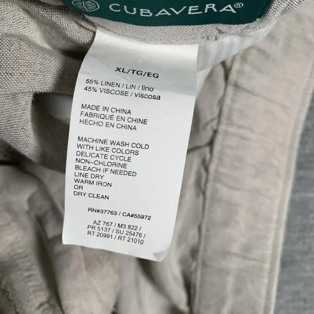 Cubavera Pants Mens XL Beige Linen Blend Jogger Drawstring Relaxed Fit Casual